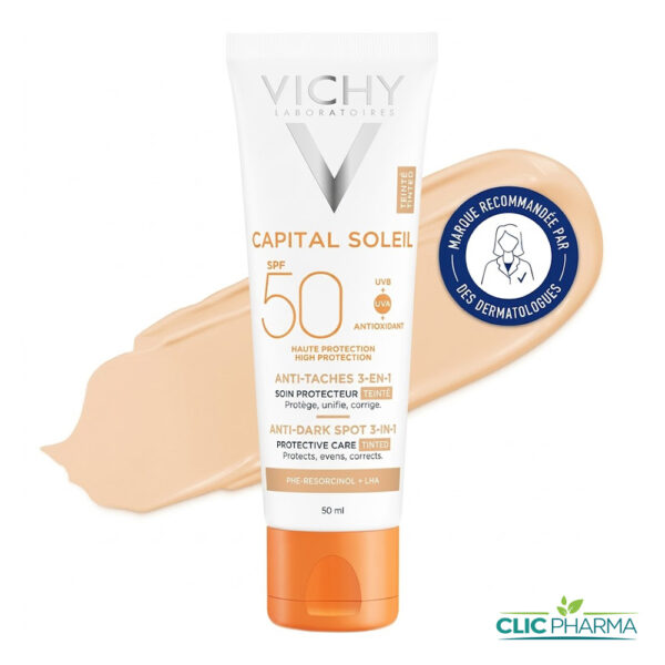 VICHY CAPITAL SOLEIL SOIN ANTI-TACHES TEINTE 3EN1 SPF50+ 50ML