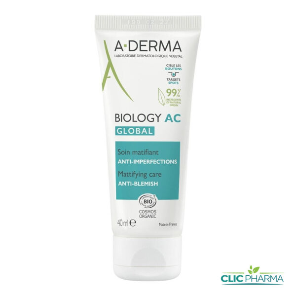 A-DERMA BIOLOGY AC GLOBAL SOIN MATIFIANT ANTI-IMPERFECTIONS 40ML