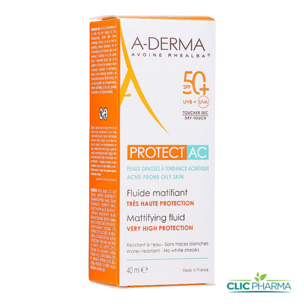 A-DERMA PROTECT AC FLUIDE SOLAIRE VISAGE MATIFIANT SPF50+ 40ML