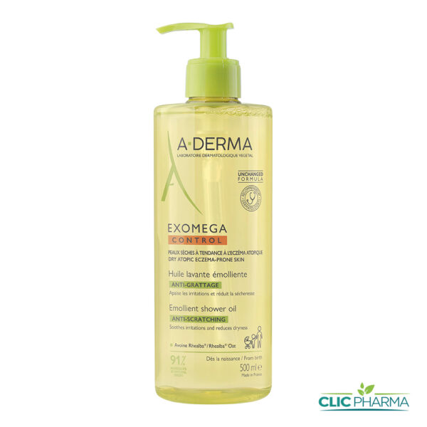 A-DERMA EXOMEGA CONTROL HUILE LAVANTE EMOLLIANTE ANTI-GRATTAGE 500ML