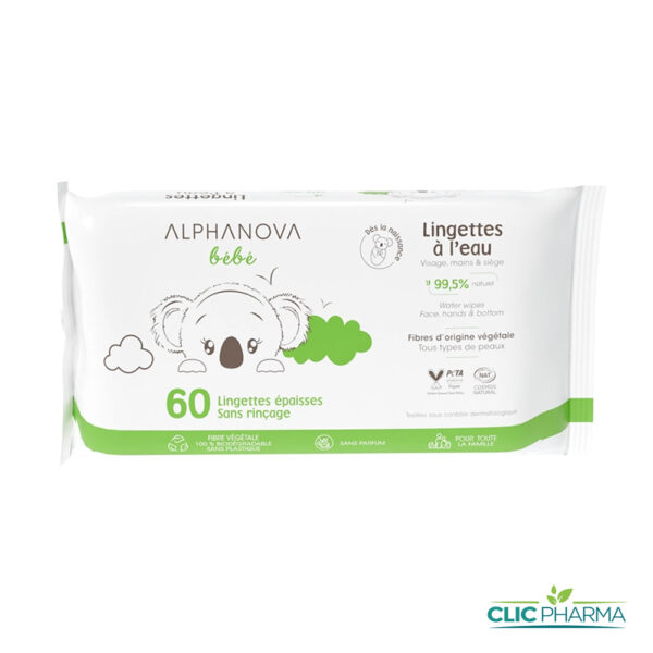ALPHANOVA BEBE LINGETTES A L'EAU SANS PARFUM (BOITE DE 60)
