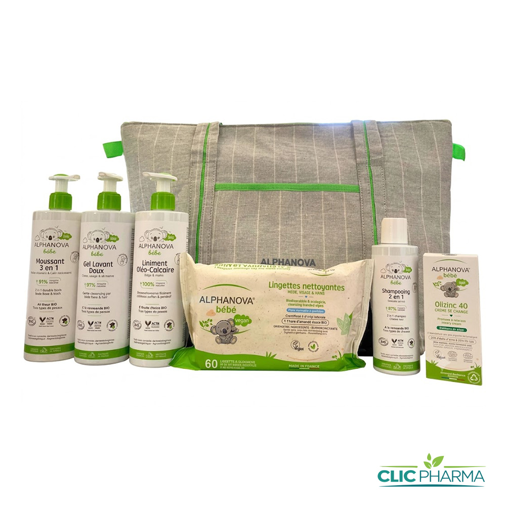 ALPHANOVA MON TROUSSEAU MATERNITE BIO 5 PRODUITS + LINGETTES GRAT