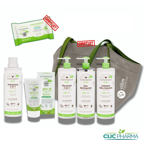 ALPHANOVA MON TROUSSEAU MATERNITE BIO 5 PRODUITS + LINGETTES GRAT 500