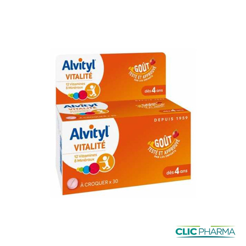 ALVITYL VITALITE A CROQUER 12 VITS 8MINEREAUX DES 4 ANS COMP B30 500