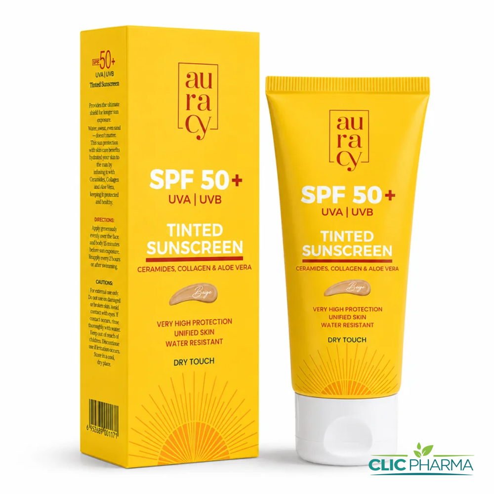 AURACY ECRAN BEIGE TEINTE SPF50+ 50G