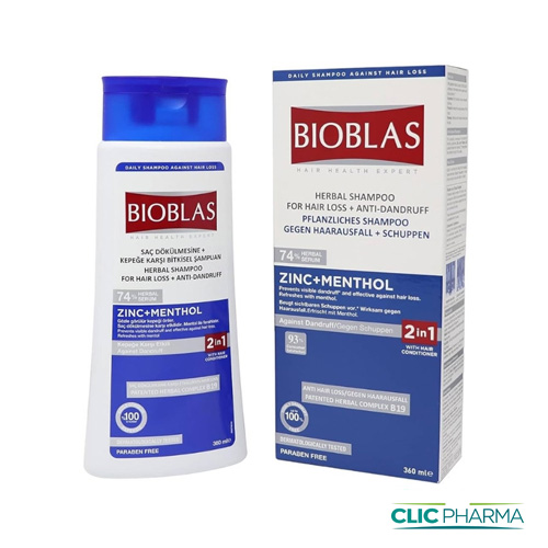 BIOBLAS HERBAL SHAMP ZINC+MENTHOL 360ML 500