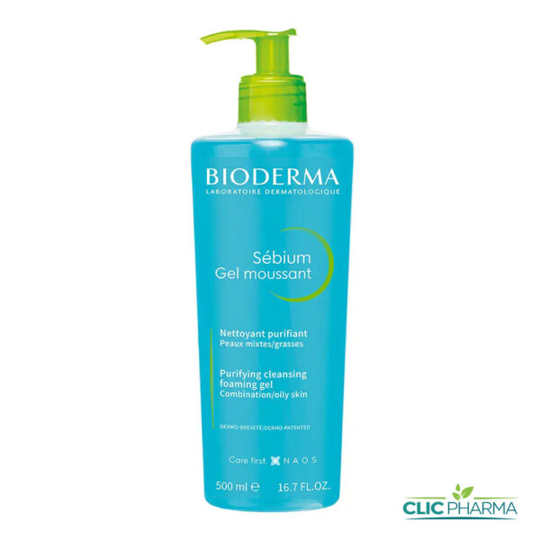 BIODERMA SEBIUM GEL MOUSSANT PURIFIANT POMPE 500ML