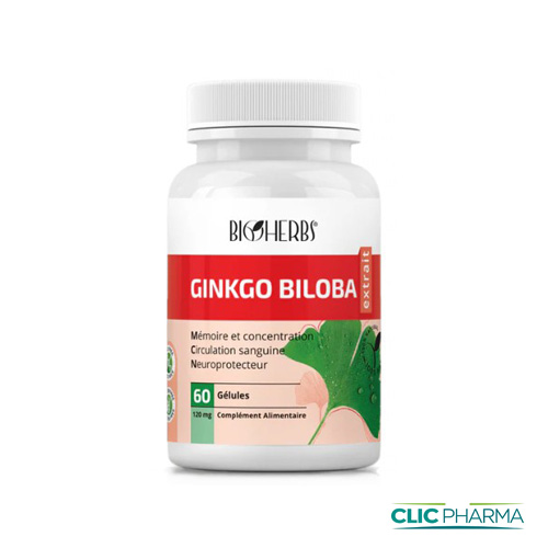 BIOHERBS GINKGO BILOBA gélules B60 500