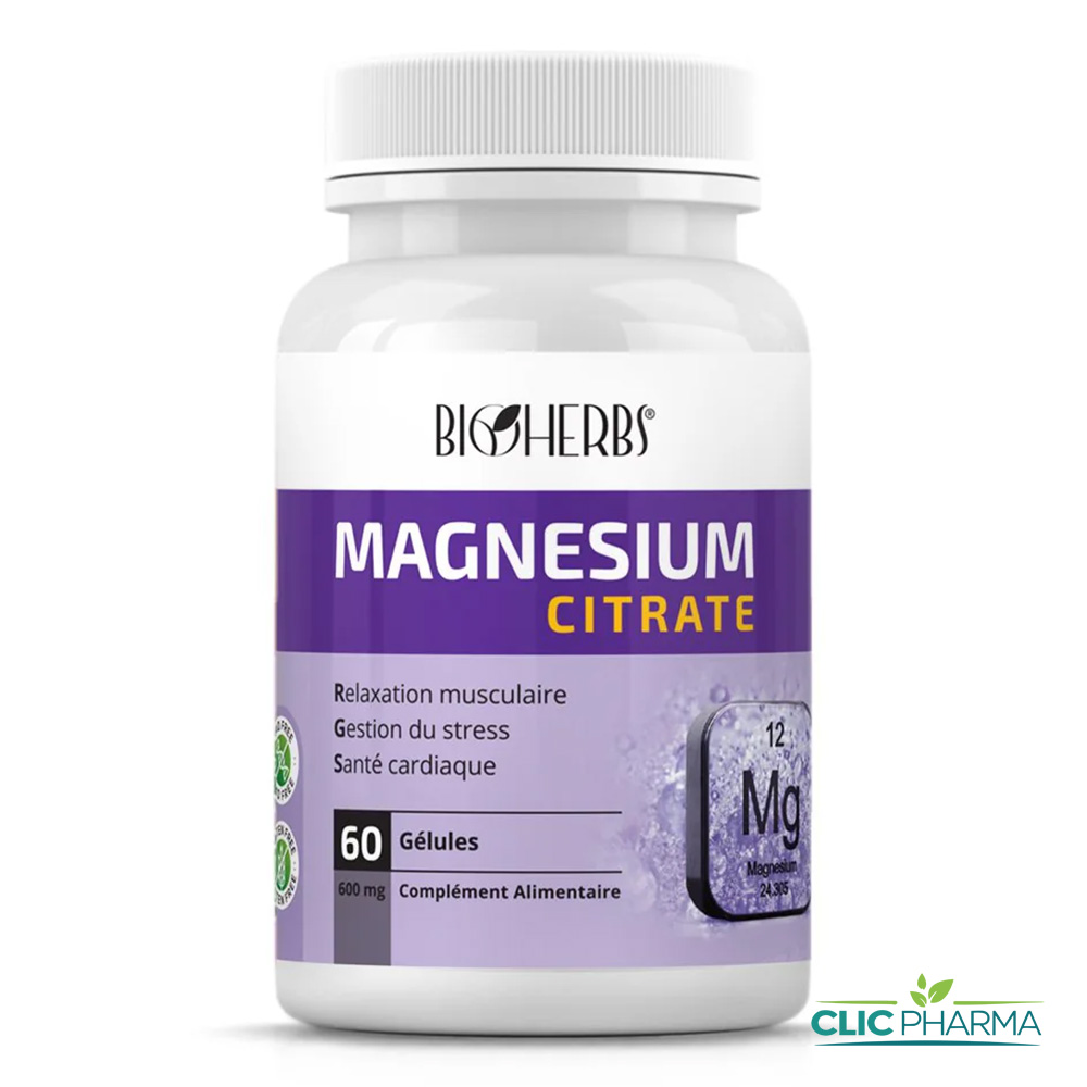 BIOHERBS MAGNÉSIUM CITRATE GELULES B 60
