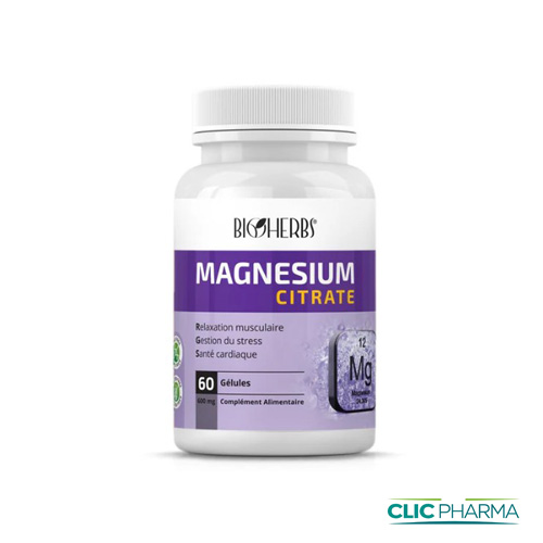 BIOHERBS MAGNÉSIUM CITRATE GELULES B60 500