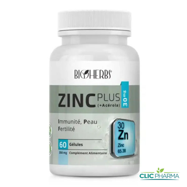 BIOHERBS ZINC PLUS 30MG (60 GELULES)