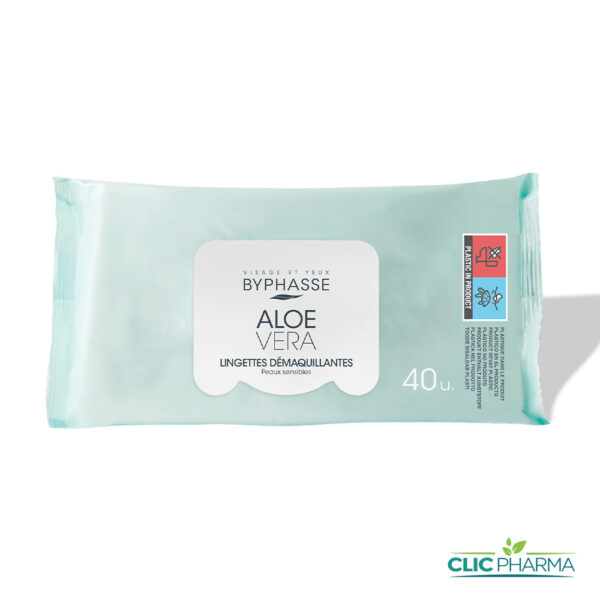 BYPHASSE LINGETTES DEMAQUILLANTES A L'ALOE VERA (40 LINGETTES)