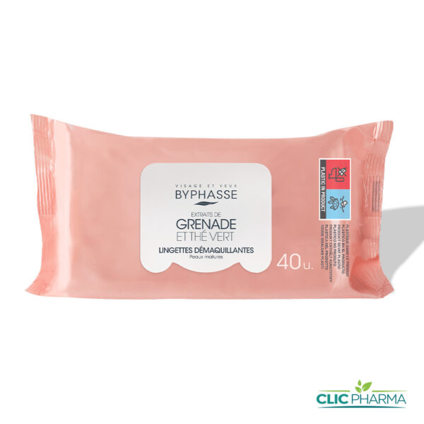 BYPHASSE LINGETTES DEMAQUILLANTES GRENADE ET THE VERT (40 LINGETTES)