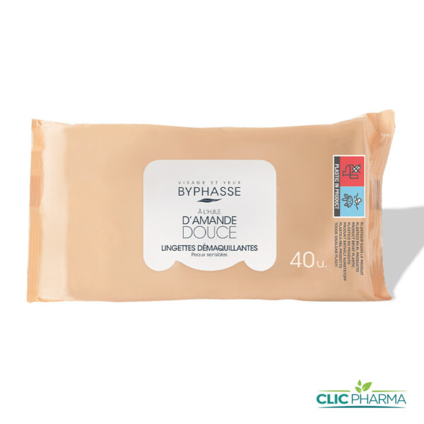 BYPHASSE LINGETTES DEMAQUILLANTES HUILE D'AMANDE DOUCE 40U