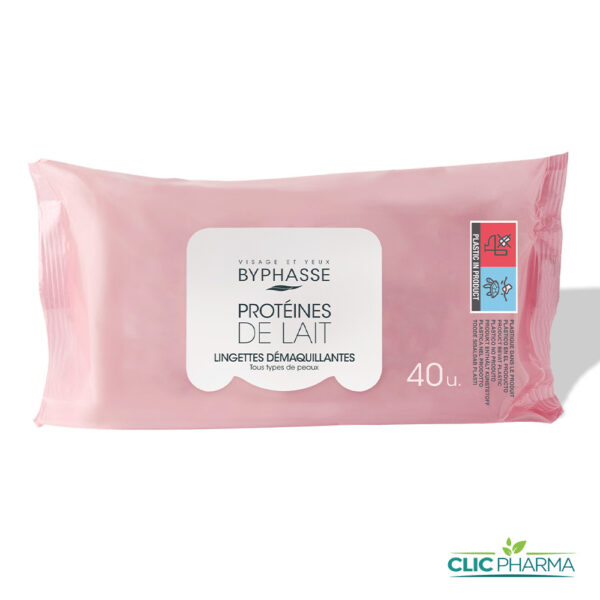 BYPHASSE LINGETTES DEMAQUILLANTES PROTEINES DE LAIT (40 LINGETTES)