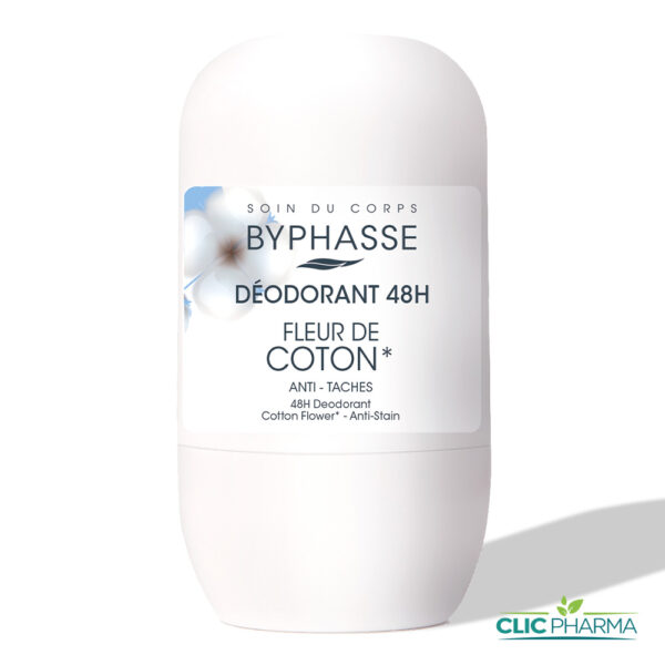 BYPHASSE DEODORANT ANTI-TACHES FLEUR DE COTON 48H ROLL-ON 50ML
