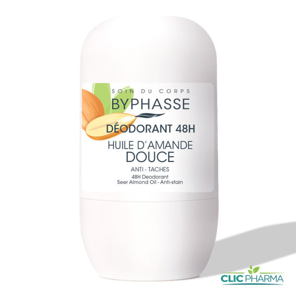 BYPHASSE DEODORANT ANTI-TACHES A L'HUILE D'AMANDE DOUCE 48H ROLL-ON 50ML
