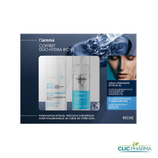 CLARENIA COFFRET HB3 CREME HYDRATANTE RICHE 50ML + MOUSSE NETTOYANTE HYDRATANTE 50ML (OFFERTE)