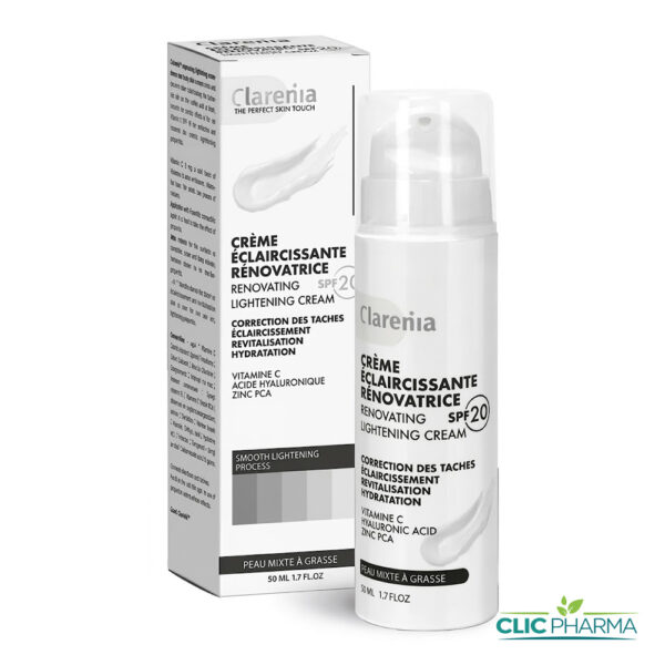 CLARENIA CREME ECLAIRCISSANTE RENOVATRICE SPF20 PEAU MIXTE A GRASSE 50ML