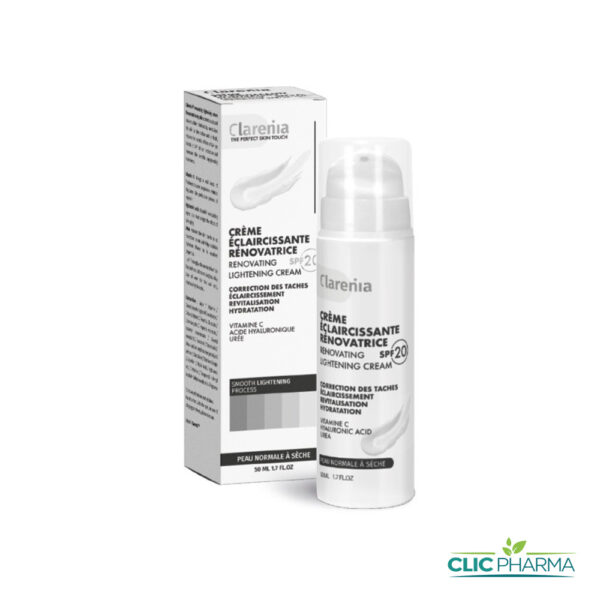 CLARENIA CREME ECLAIRCISSANTE RENOVATRICE SPF20 PEAUX NORMALE A SECHE 50ML