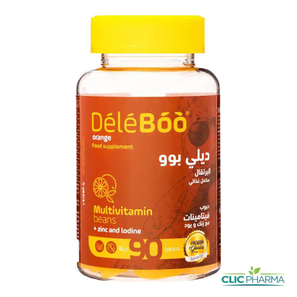 DELEBOO MULTIVITAMINE ORANGE, POMME VERTE, FRAMBOISE (90 HARICOTS)