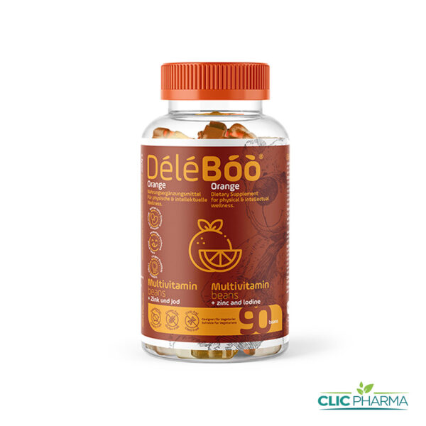 DELEBOO MULTIVITAMINE ORANGE, POMME VERTE, FRAMBOISE (90 HARICOTS)