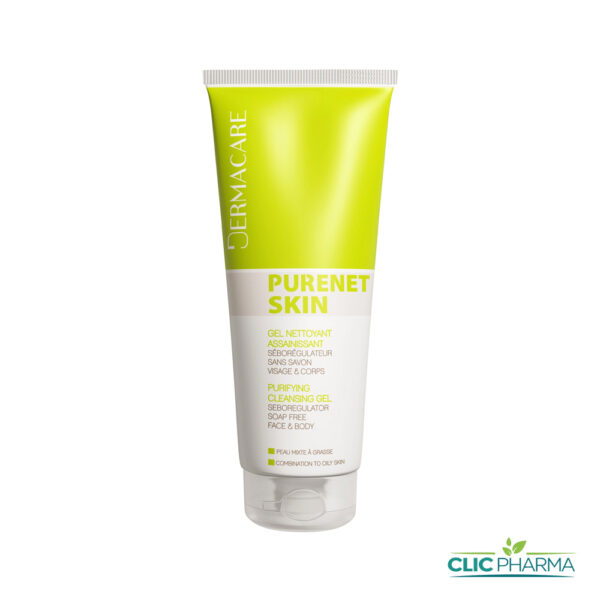 DERMACARE PURENET SKIN GEL NETTOYANT PEAUX MIXTE A GRASSE 200 ML