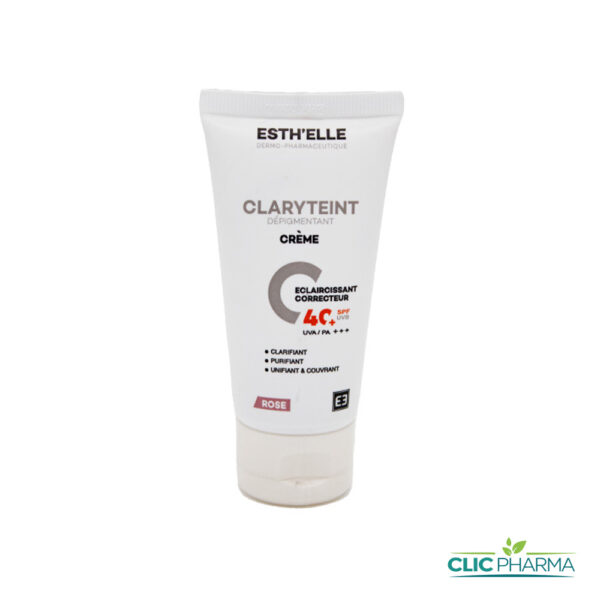 ESTH'ELLE CLARYTEINT CRÈME SOLAIRE ECLAIRCISSANTE INVISIBLE SPF40 50GR