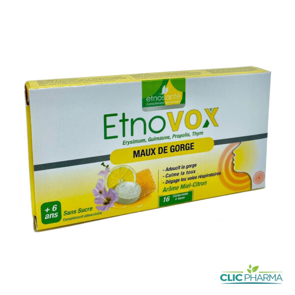 ETNO-VOX MAUX DE GORGE 6ANS+ MIEL CITRON (16 COMPRIMES A SUCER)