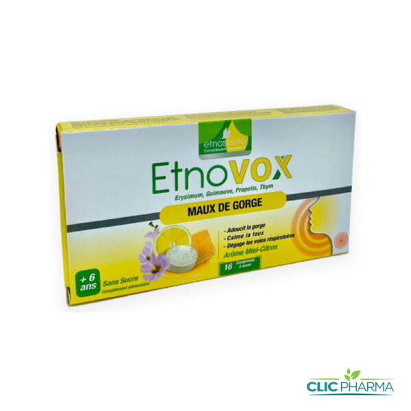 ETNO-VOX MAUX DE GORGE 6ANS+ MIEL CITRON (16 COMPRIMES A SUCER)