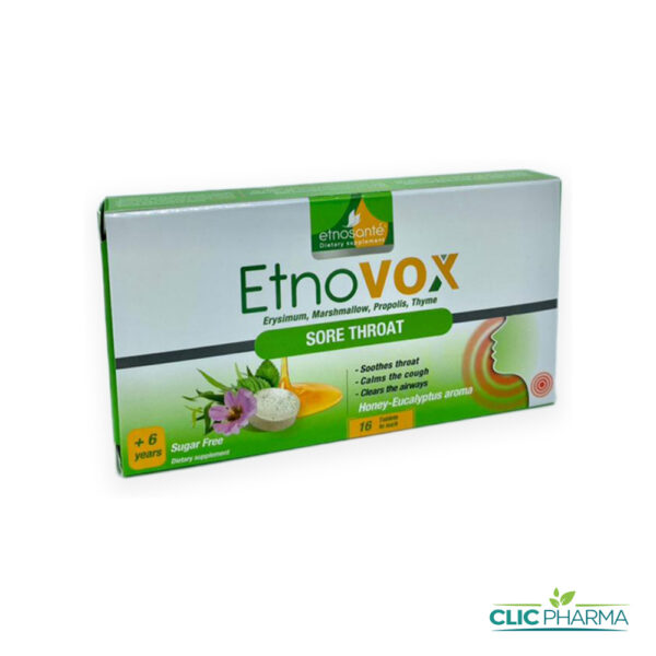 ETNO-VOX MAUX DE GORGE 6ANS+ MIEL EUCALYPTUS (16 COMPRIMES A SUCER)
