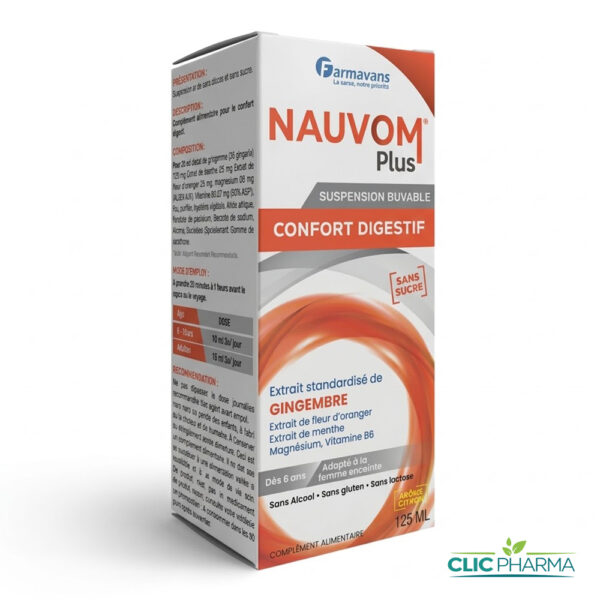 FARMAVANS NAUVOM PLUS CONFORT DIGESTIF SANS SUCRE SIROP 125ML