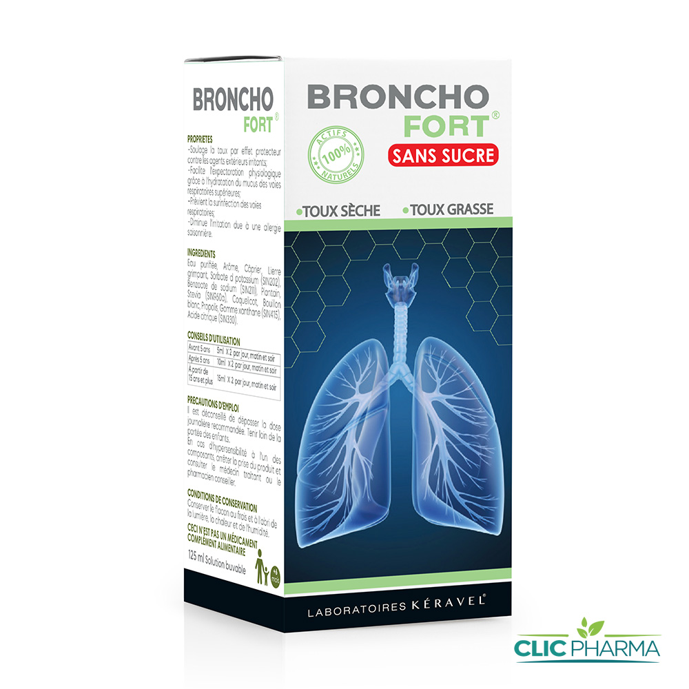 BRONCHOFORT TOUX SECHE ET GRASSE SS SUCRE SIROP 125ML