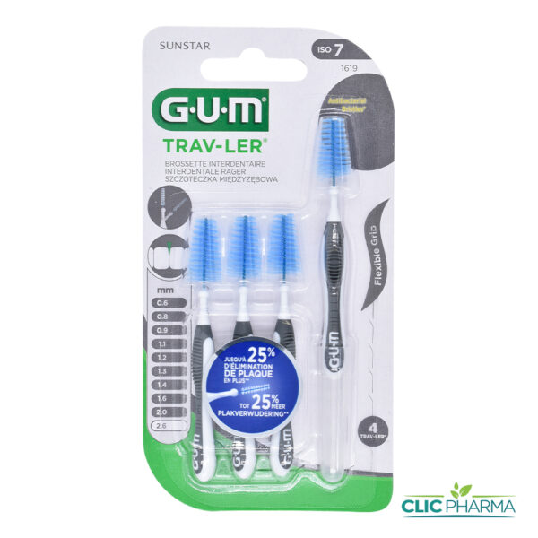 GUM BROSSETTES INTERMEDIAIRES TRAVELER CYLINDRIQUE 2.6MM (REF: 1619) (4 PIECES)