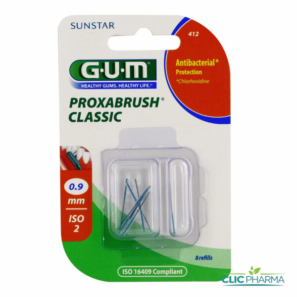 GUM BROSSETTES INTERMEDIAIRES ULTRA FINE CYLINDRIQUE 0.9MM (REF: 412) (8 PIECES)