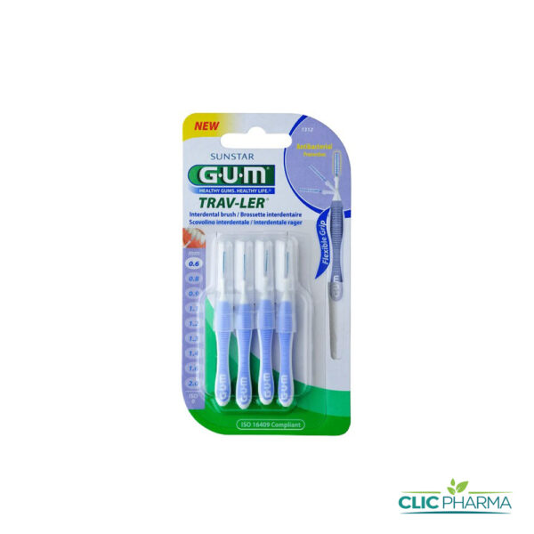 GUM BROSSETTES INTERMEDIAIRES TRAVELER CYLINDRIQUE 0.6MM 1312