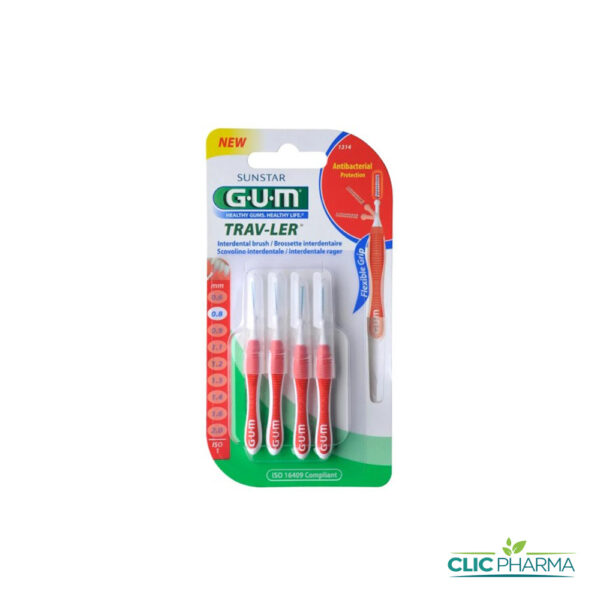 GUM BROSSETTES INTERMEDIAIRES TRAVELER CYLINDRIQUE 0.8MM 1314