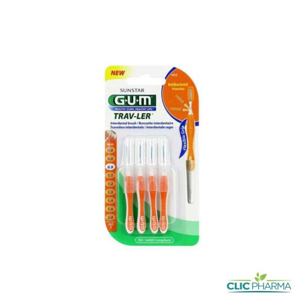 GUM BROSSETTES INTERMEDIAIRES TRAVELER ULTRA FINE CYLINDRIQUE 0.9MM 1412