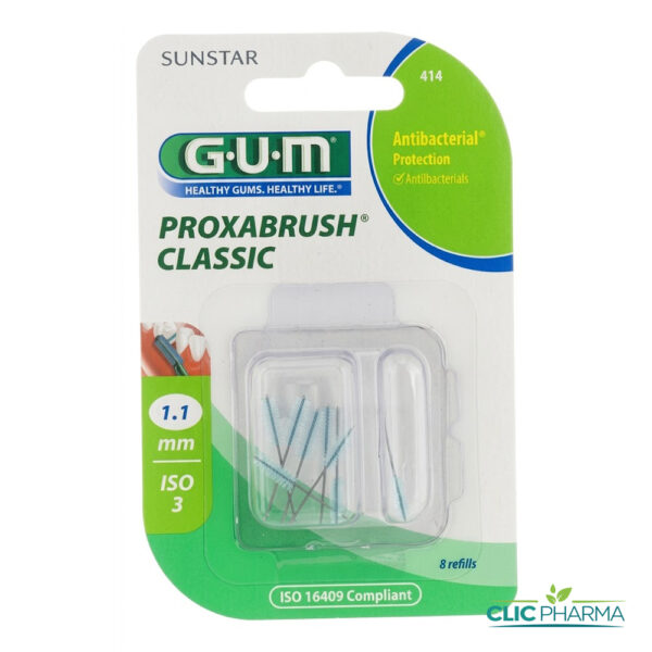GUM BROSSETTES INTERMEDIAIRES ULTRA FINE CONIQUE 1.1MM (REF: 414) (8 PIECES)
