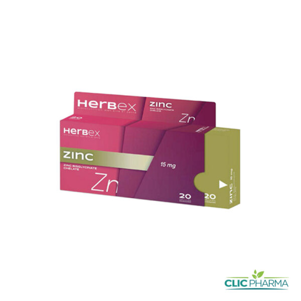 HERBEX ZINC BISGLYCINATE 15mg (20 GÉLULES)
