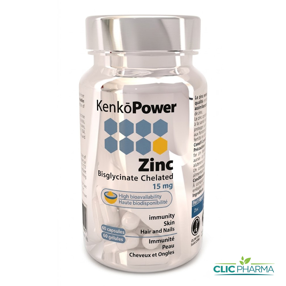 KENKO POWER ZINC 15MG GELULES B 60