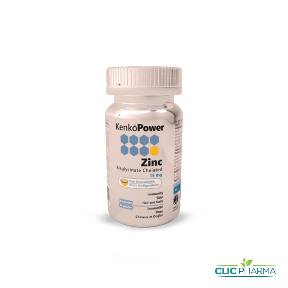 KENKO POWER ZINC 15MG GELULES B 60