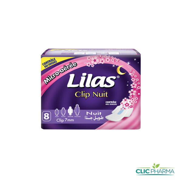 LILAS CLIP NUIT 7MM (8 SERVIETTES)