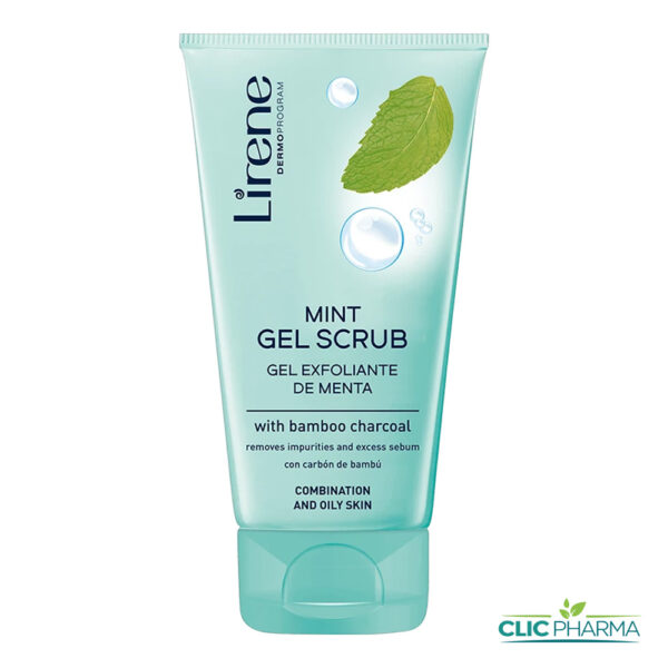 LIRENE GEL NETTOYANT EXFOLIANT A LA MENTHE ET AU CHARBON DE BAMBOU 75ML