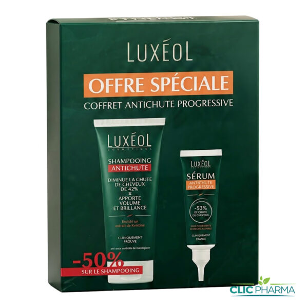LUXEOL COFFRET (SERUM ANTI-CHUTE PROGRESSIVE 50ML+SHAMPOING ANTI-CHUTE 200ML-50%)