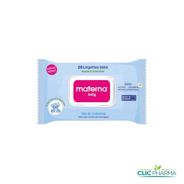 MATERNA LINGETTES BÉBÉ BLEU (20 LINGETTES)