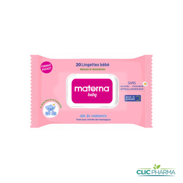 MATERNA LINGETTES BÉBÉ ROSE (20 LINGETTES)