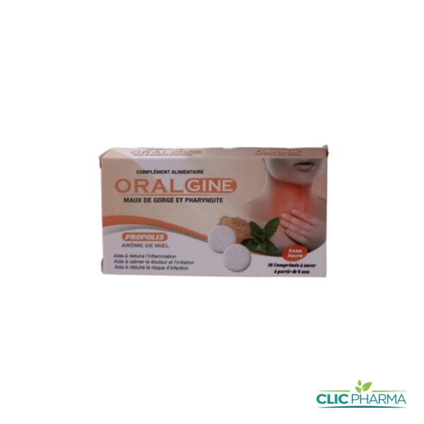 ORALGINE MAUX DE GORGE MIEL PROPOLIS SANS SUCRE (16 PASTILLES)