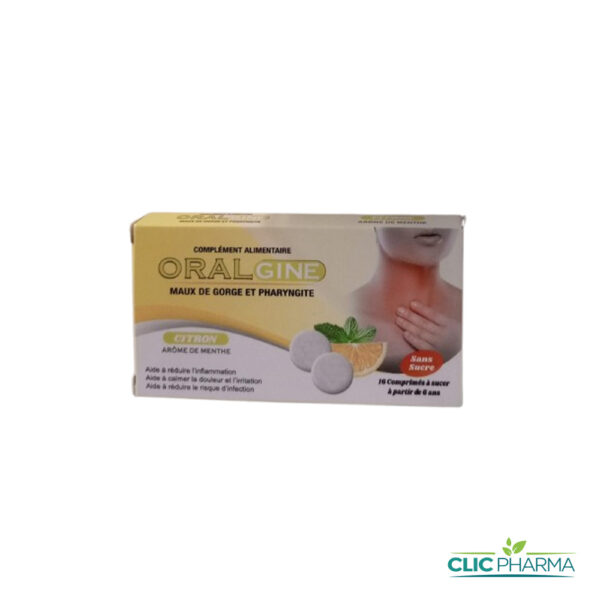 ORALGINE MAUX DE GORGE MENTHE CITRON SANS SUCRE (16 PASTILLES)