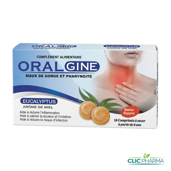 ORALGINE MAUX DE GORGE MIEL EUCALPTUS SANS SUCRE (16 PASTILLES)